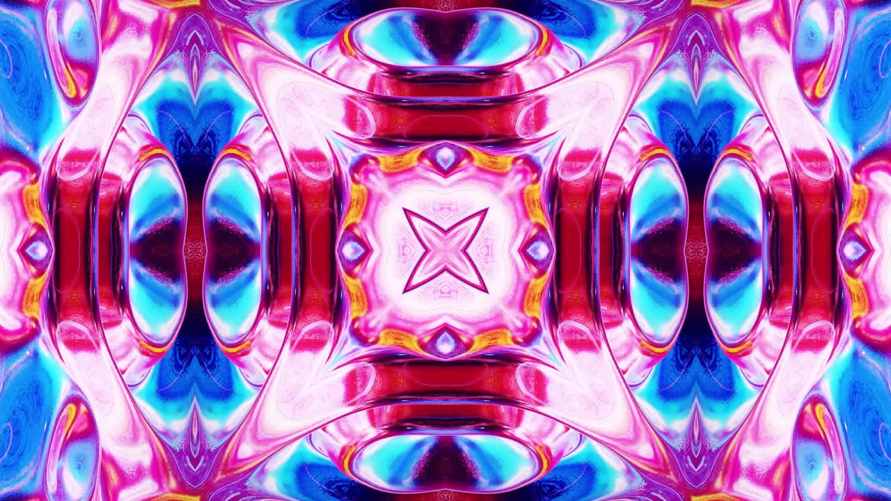 patrón ondulado líquido como el caleidoscopio con ondas, gradiente multicolor. 3d elegante abstracto en bucle bg, estructura simétrica ondulada de vidrio líquido brillante. animación fluida colorida de moda de 4k.