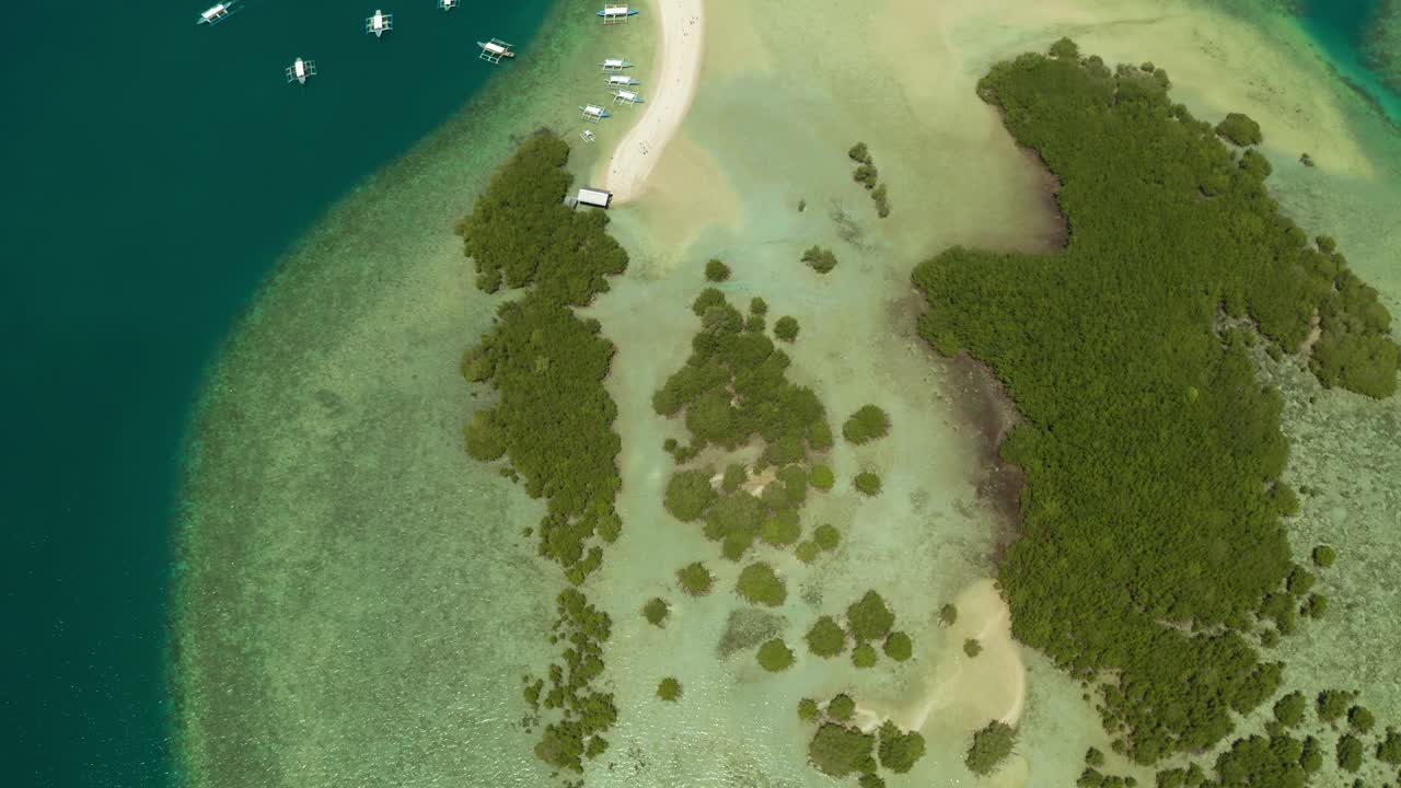 isla tropical con playa de arena. palawan, filipinas. isla luli, puerto princesa, palawan. tour de salto de isla en la bahía de honda, palawan