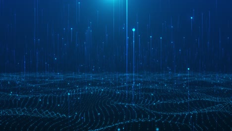 abstract animation digital waves pulsing grid particles rise upward use of this clip enhances