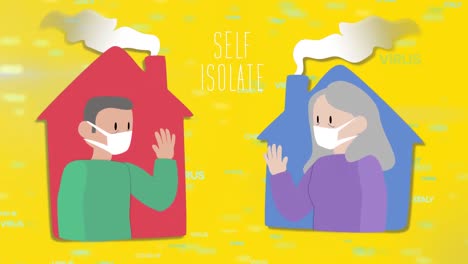 animation of two people at home during coronavirus covid19 pandemic