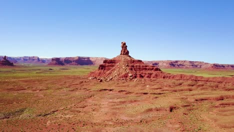 incredible aerial through the buttes and rock formations of monument valley utah