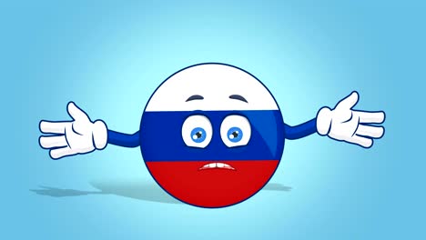 cartoon icon flag russia do not know with face animation with alpha matte