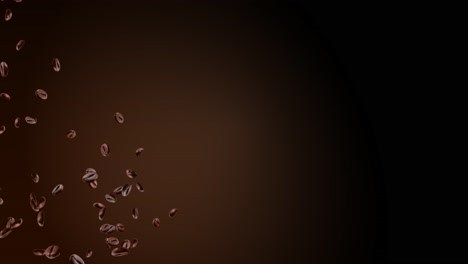 roasted arabica coffee beans are flying and rotating on a black loop background in slow motion food