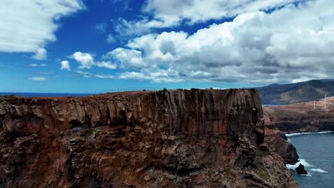 fly over miradouro da ponta do rosto viewpoint in canical near machico, madeira, portugal