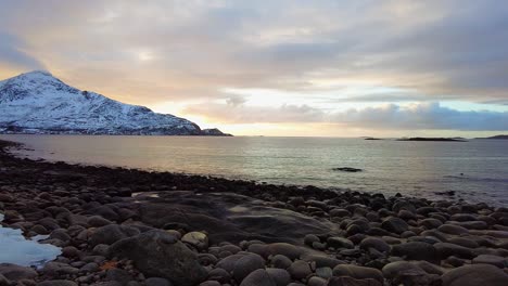 view over the fiord near tromvik in tromso area