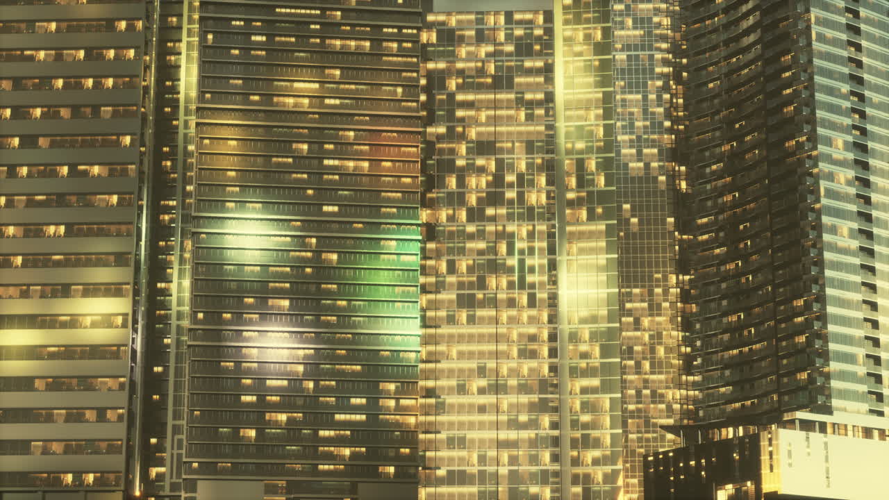 맨해튼의 초고층 빌딩에서 일몰