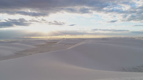 4k aerial of white sands national monument new mexico at sunrise with hikers