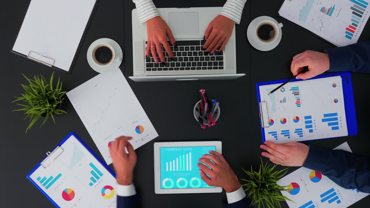 Company manager explaining financial reports