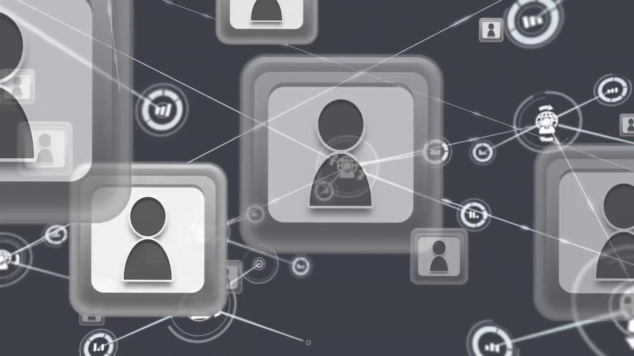 Animation of network of connections on gray background