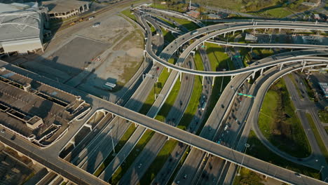 busy highway intersection bird eye aerial view