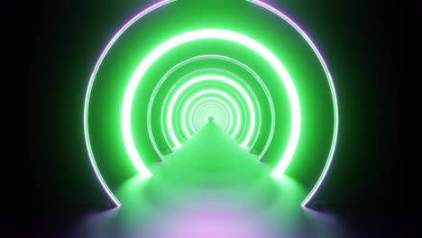 verde con un anillo de luz púrpura en el fondo del túnel vj