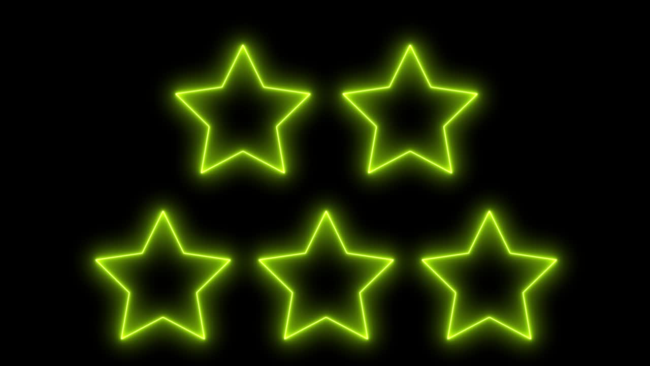 노란색 네온 별 빛나는 애니메이션 모션 그래픽