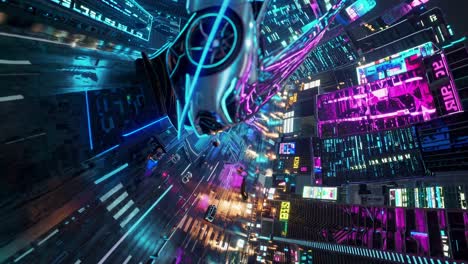 cyberpunk city night driving