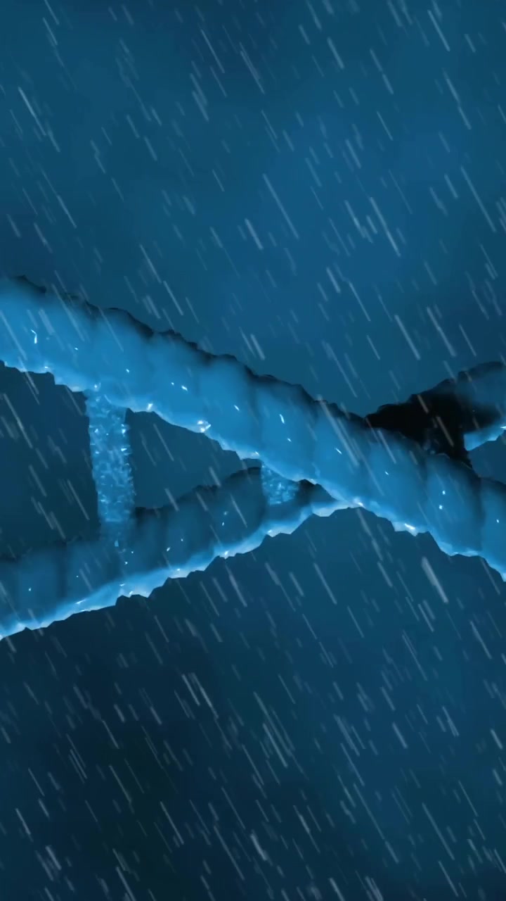 Animazione di filamento di DNA in rotazione su sfondo scuro