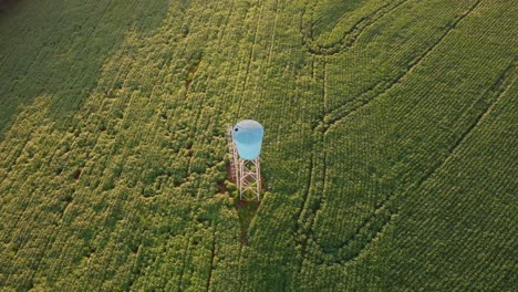 Plantación-De-Soja-Al-Sur-De-Brasil-Puesta-De-Sol-Drone-Caja-De-Agua