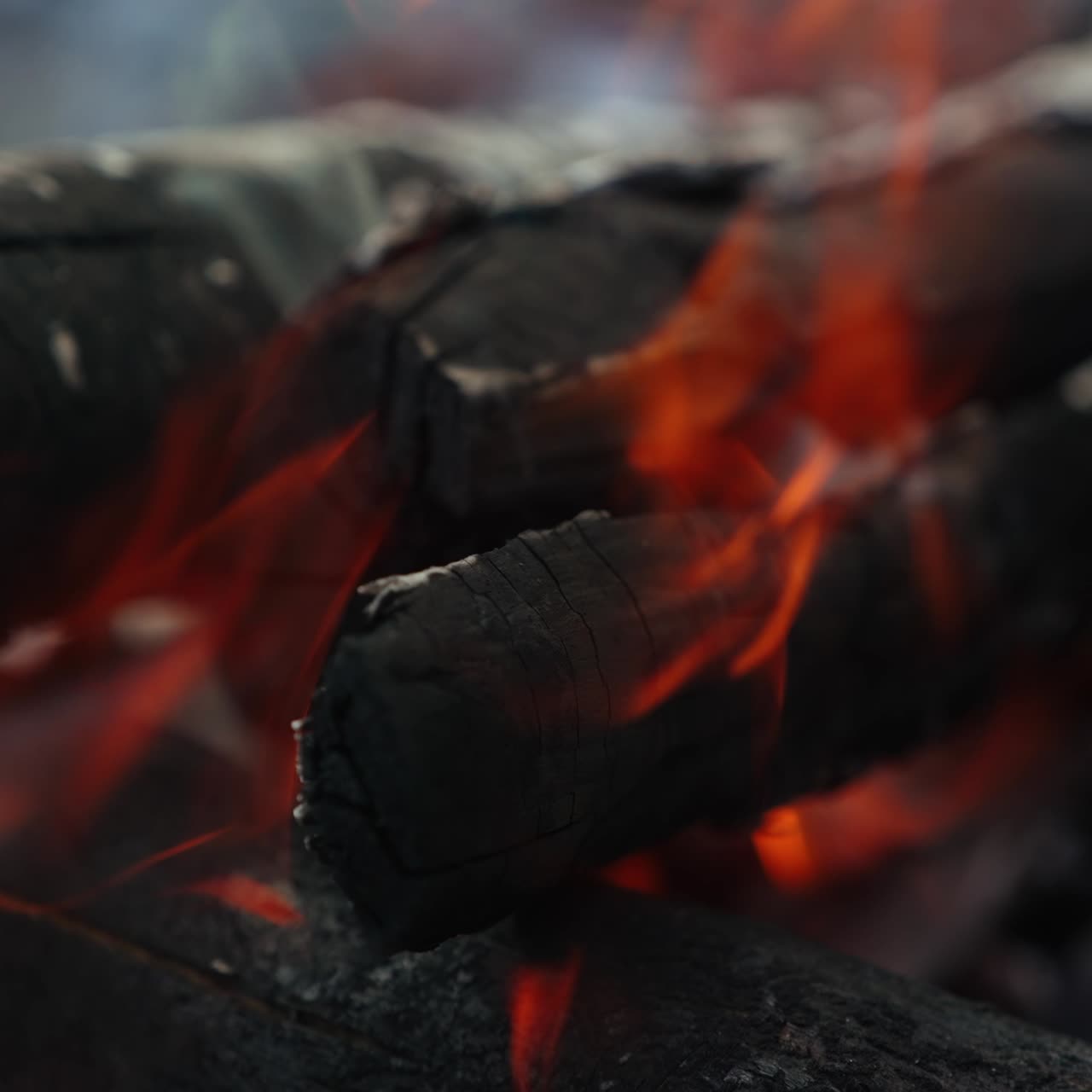 Burning bonfire with logs of wood