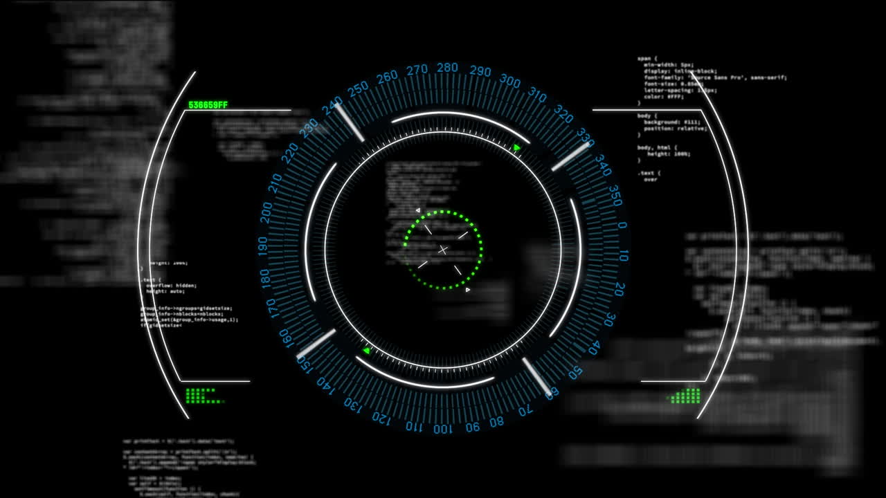 animación del escaneo del alcance y el procesamiento de datos sobre fondo negro