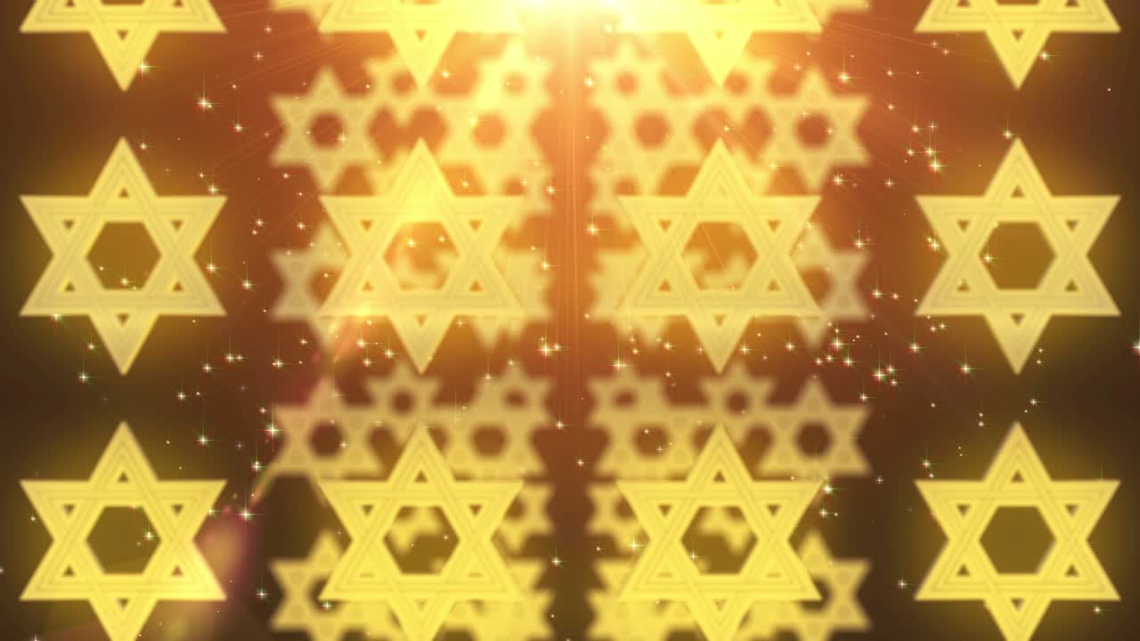 골드 데이비드 스타 기호 입자 루프 애니메이션 배경