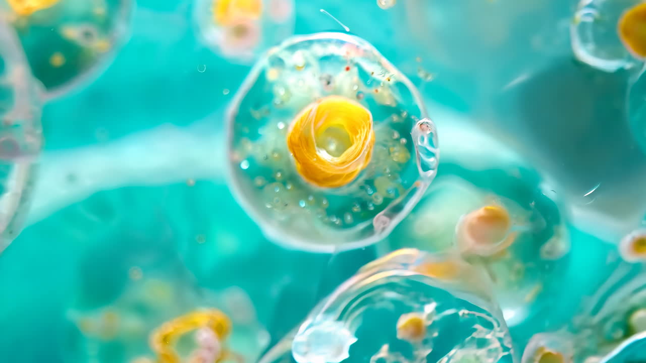 A close up of a bunch of colorful jellyfish. The jellyfish are all different colors and sizes, and they are all floating in the water. The image has a vibrant and lively mood