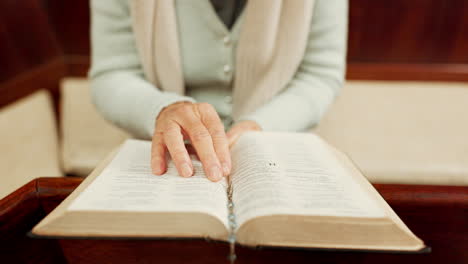 Studying,-bible-or-hands-of-woman-in-church-ready