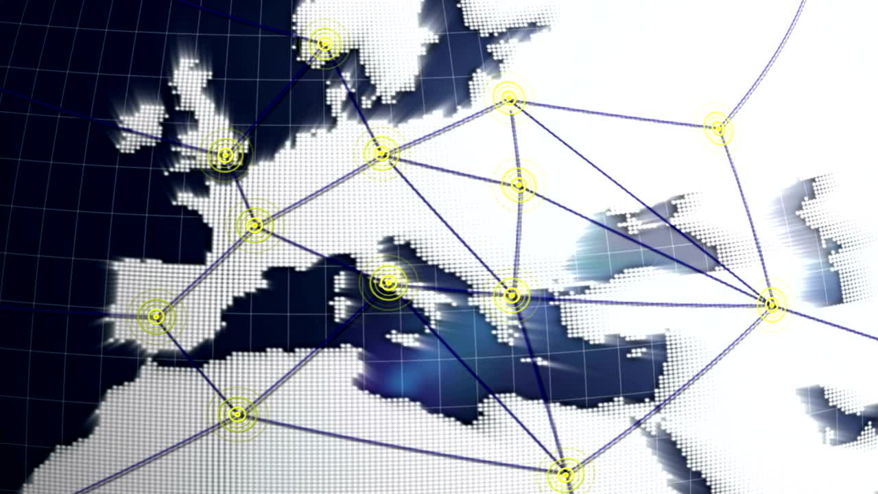 Earth, Connection Network Concept Animation, Zoom In \ Zoom out, Rendering, Background, Loop