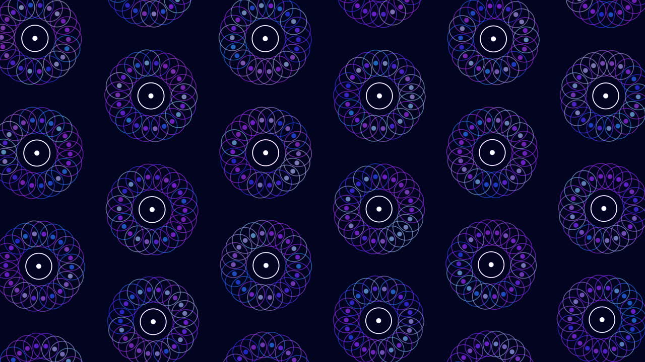 Spirale mozzafiato: motivo circolare ipnotizzante blu e viola su sfondo nero