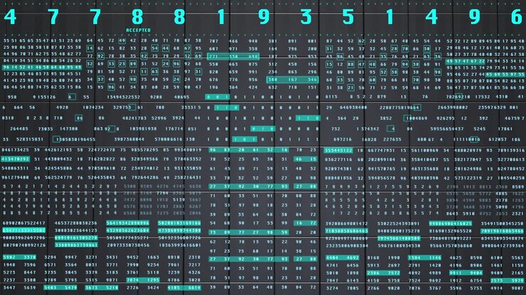 Digital dataprøveudtagning, udvælgelsessimulering og algoritmemønster på en 3D-renderet sort kubisk bevægelsesbaggrund
