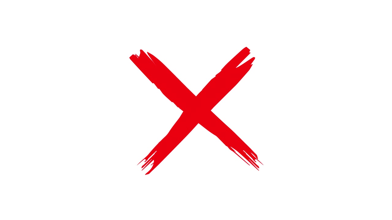 Animated Red X Mark Drawn with Brush Stroke on White Background