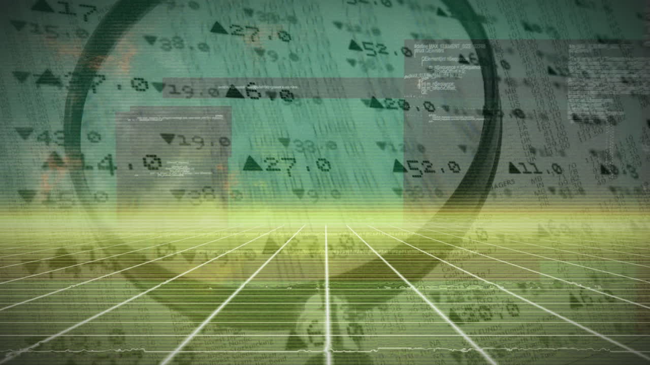 금융 및 디지털 데이터에 대한 확대기의 애니메이션