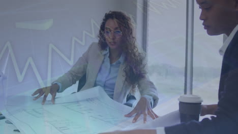 animación del procesamiento de datos financieros sobre personas de negocios