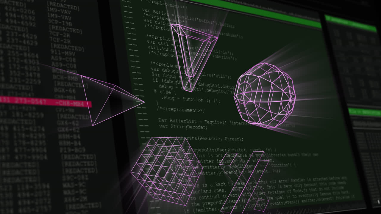 Animation of 3d shapes moving over data processing