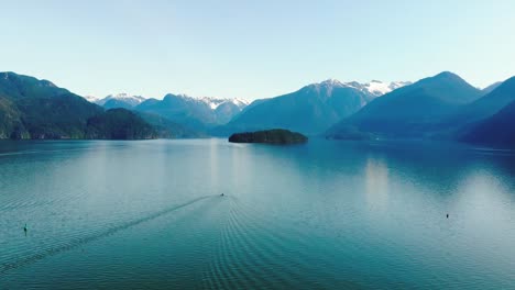 aluminum fishing boat on a lake in british columbia, canada