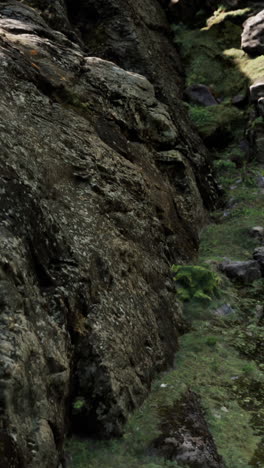 rocky mountainside with moss