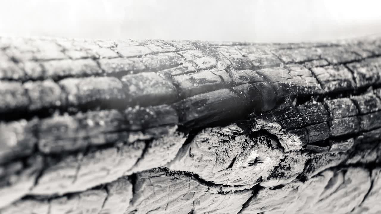 cinemografía del humo emitido por un tronco quemado