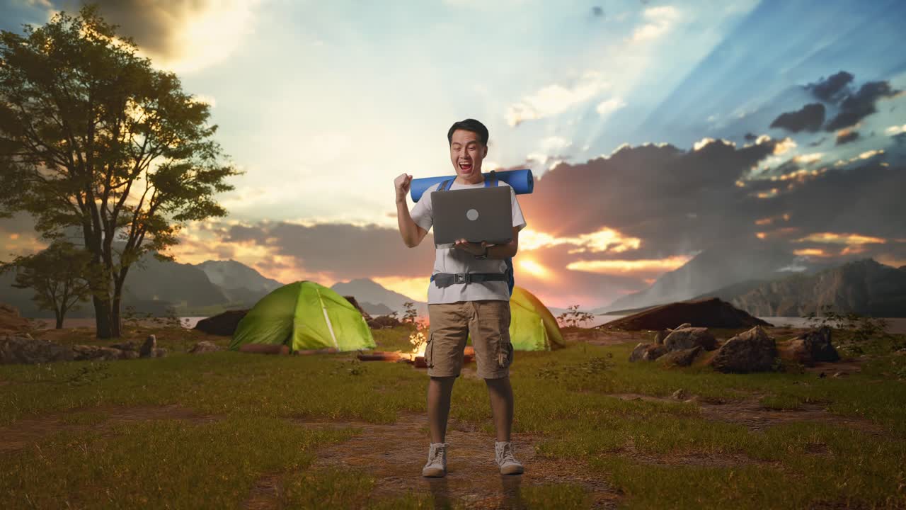 Happy Camper with Laptop