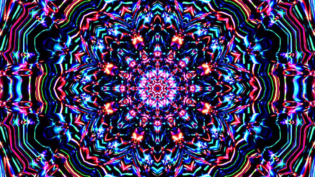 hermoso caleidoscopio abstracto que brilla, una luz radiante que regula los movimientos sutiles
