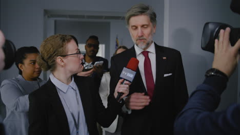 politician interview by news team
