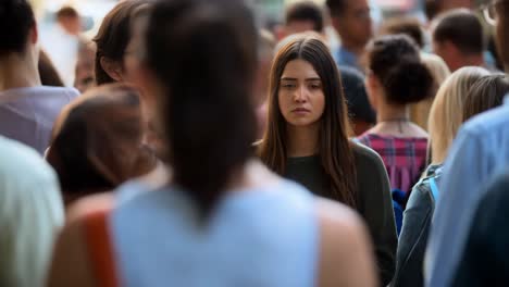 woman in a crowded city street