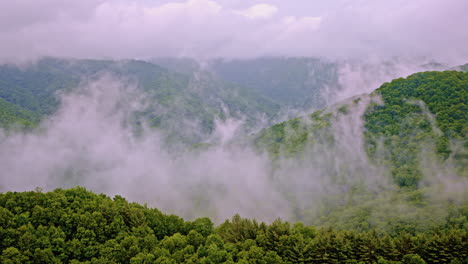 haunting aerial footage of the smoky mountains in dense mist