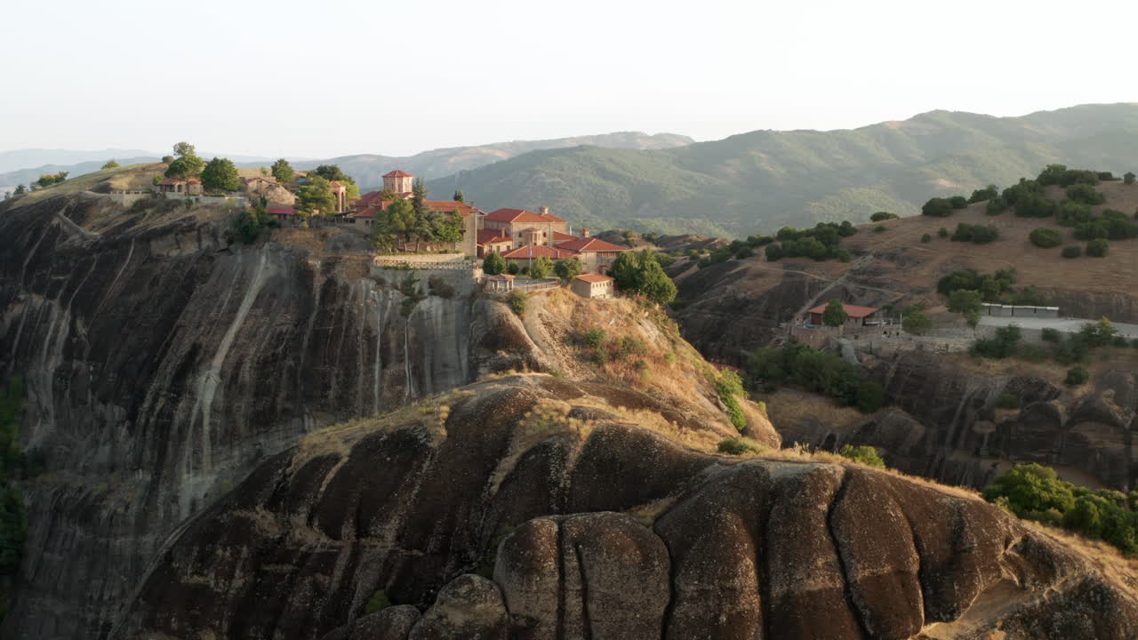 Monastery perched atop a mountain in Greece
