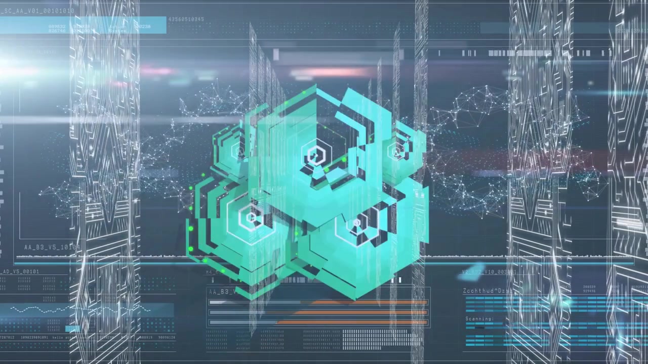 Animation of data processing over dna strand spinning