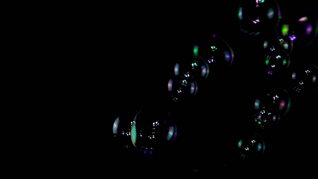 Colorful Soap Bubbles on Black Background