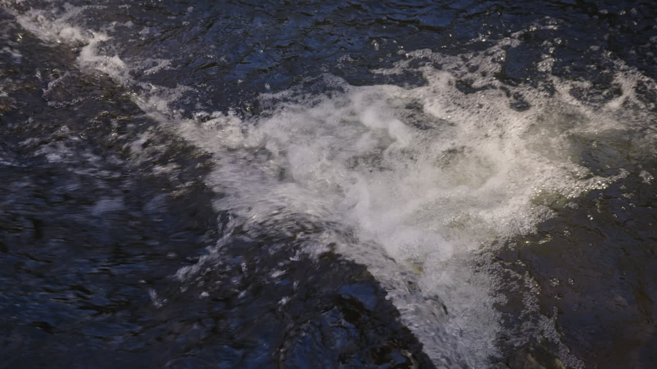 Water running and splashes and flows further