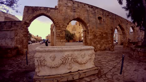 antique marble tomb on the square in front of lala mustafa pasha mosque st nicholas cathedral