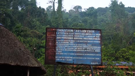 warning sign before entering the jarawa tribe reserve in the andaman and nicobar islands, india