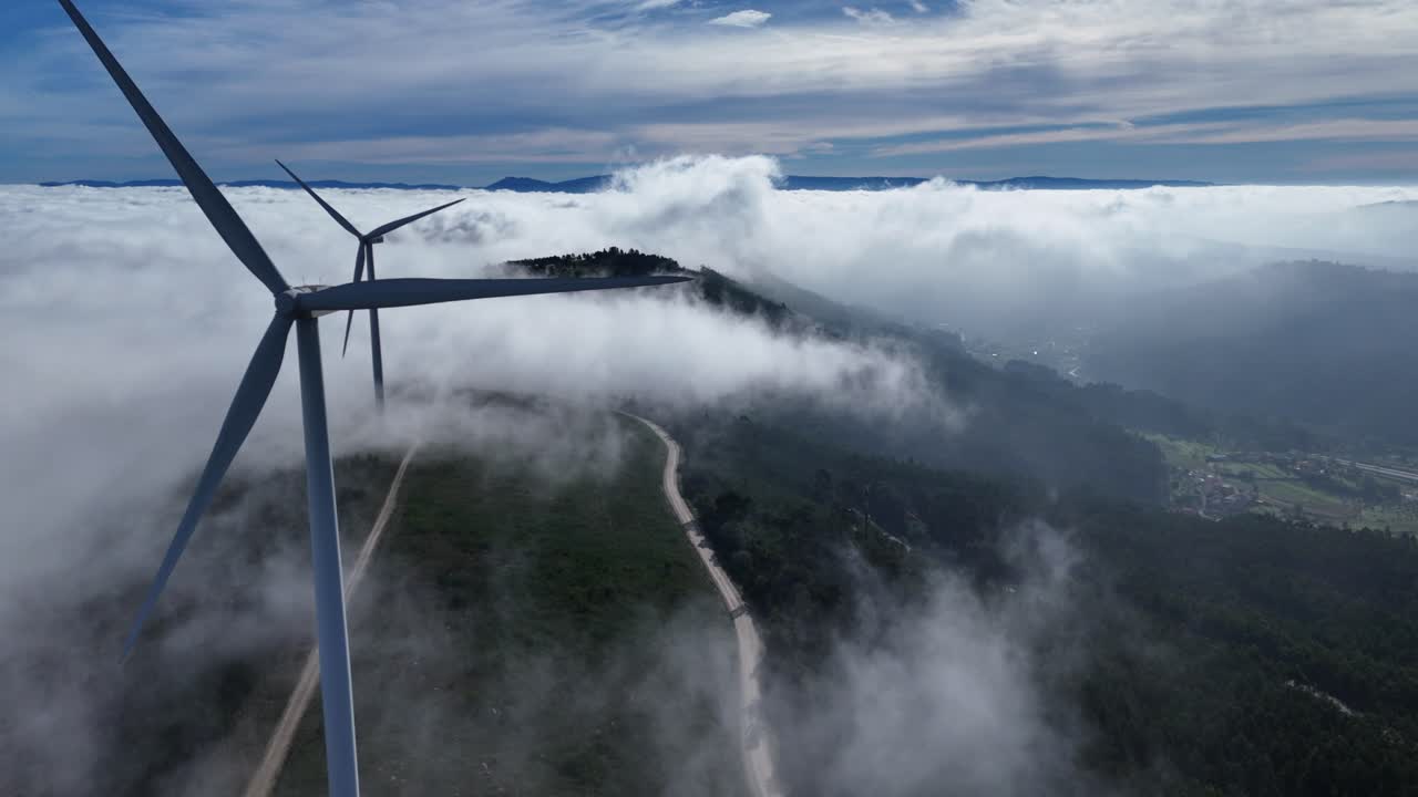Wind turbines with rolling clouds