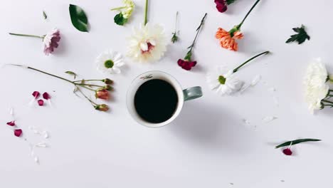 coffee and flowers arrangement