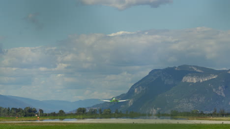 airplane landing in mountains