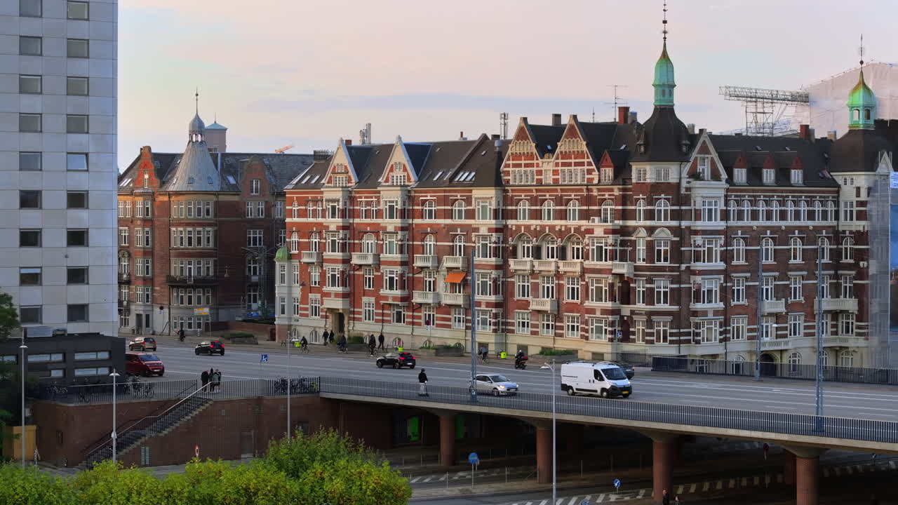 Aerial drone view of the Ny Christiansborg palace and government building in Copenhagen, Denmark