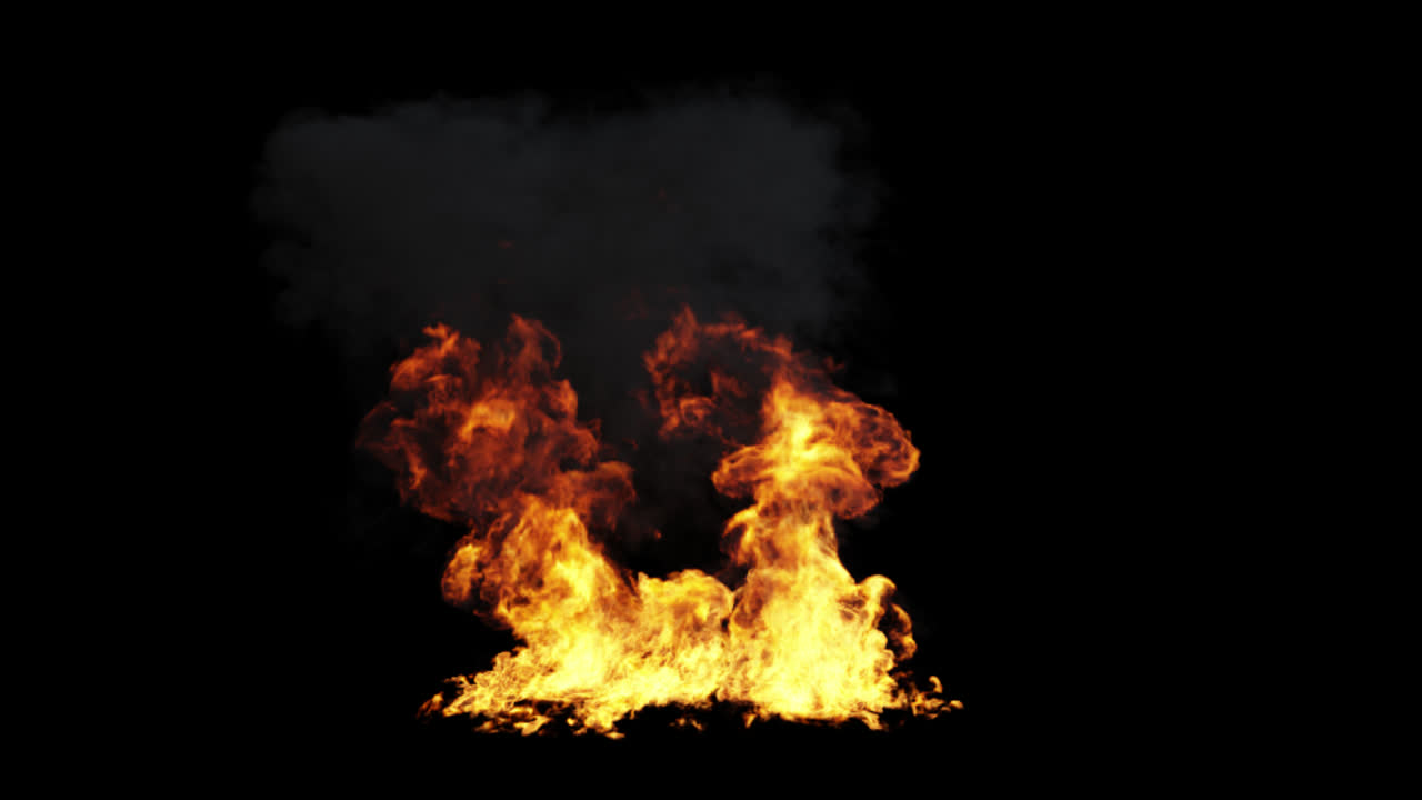 llamas ardientes con humo sobre un fondo negro